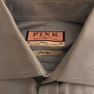 Thomas Pink Shirts - Thomas Pink Blue Herringbone Pattern Shirt 15 1/2 Thomas Pink Shirts - Thomas Pink Blue Herringbone Pattern Shirt 15 1/2